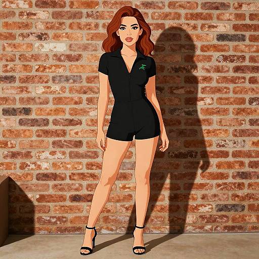 Sporty Chic Woman in Black Romper