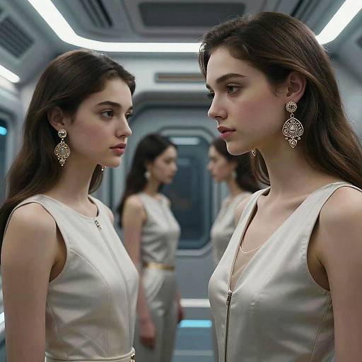 Realistic Portrait of Girls in Futuristic Setting