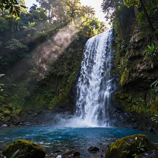 Ancient Waterfall in Lush Jungle