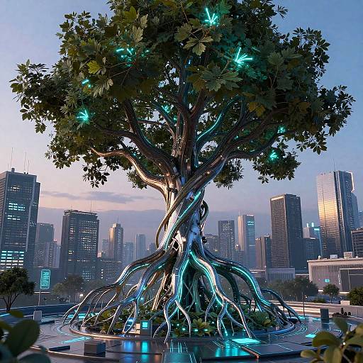 Cyberpunk Futuristic Neon Tree