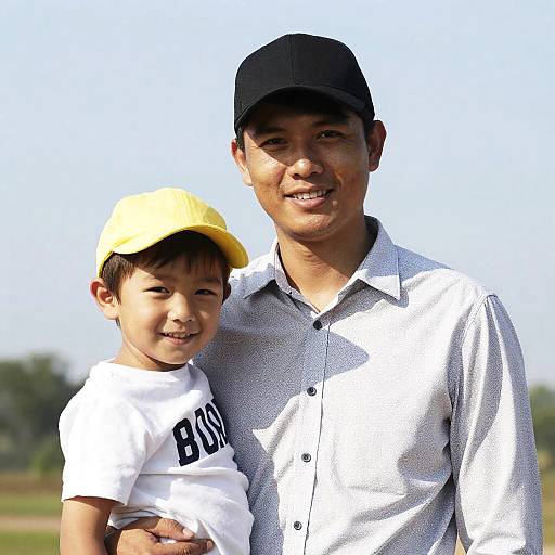 Joyful Outdoor Moment: Man and Child