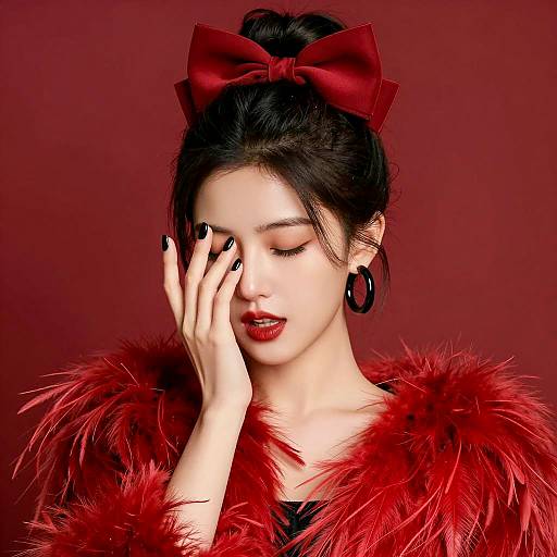 Elegant Woman in Red and Black