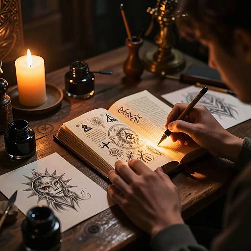 Mystical Ancient Tattoo Workshop Scene