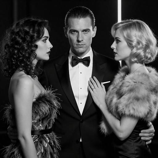 Elegant Trio in Dramatic Black and White