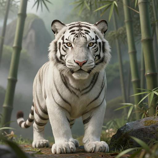 Misty Mountain White Tiger Cub Portrait