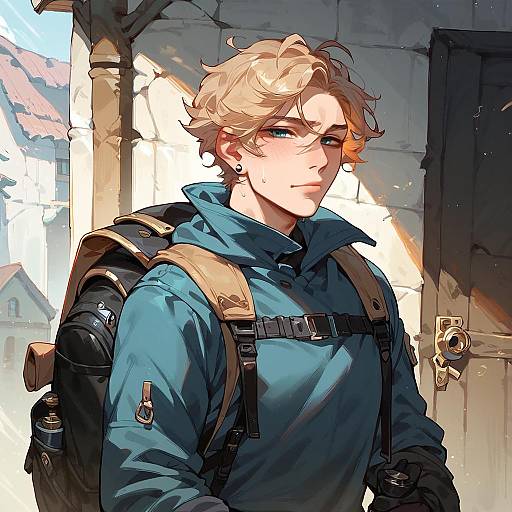 Portrait of Raccoon Thief with Backpack