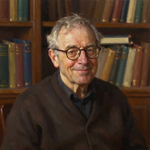 Elderly Man in Cozy Library