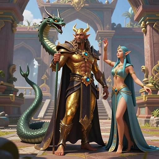 Naga Sorcerer and Elven Dancer