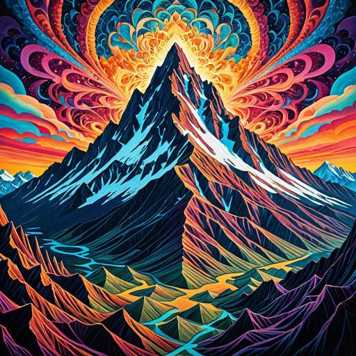 Psychedelic Mountain Peak with Fractals