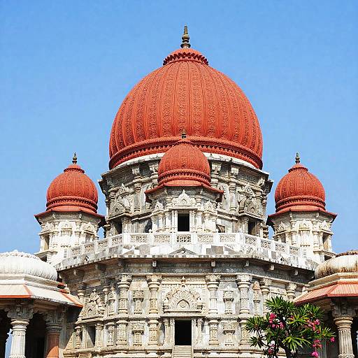 Vibrant Ancient Temple with Ornate Domes