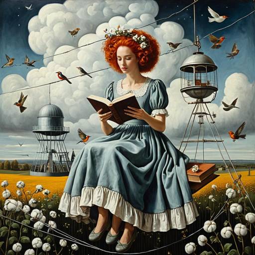 Surreal Redhead Reading Among Clouds Surreal Redhead Reading Among Clouds