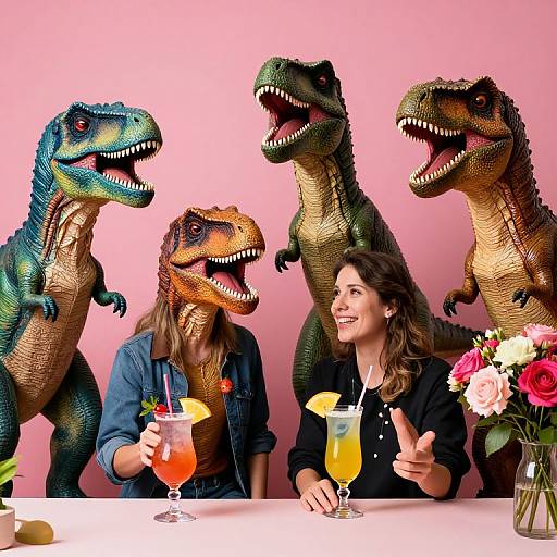 Dinosaur Band with Colorful Cocktails