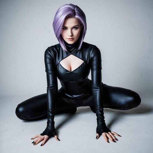 Woman in Black Sleek Cosplay Outfit