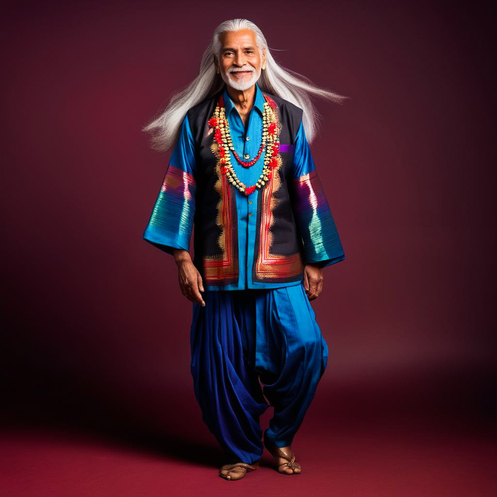 Radiant Elderly Man in Traditional Attire