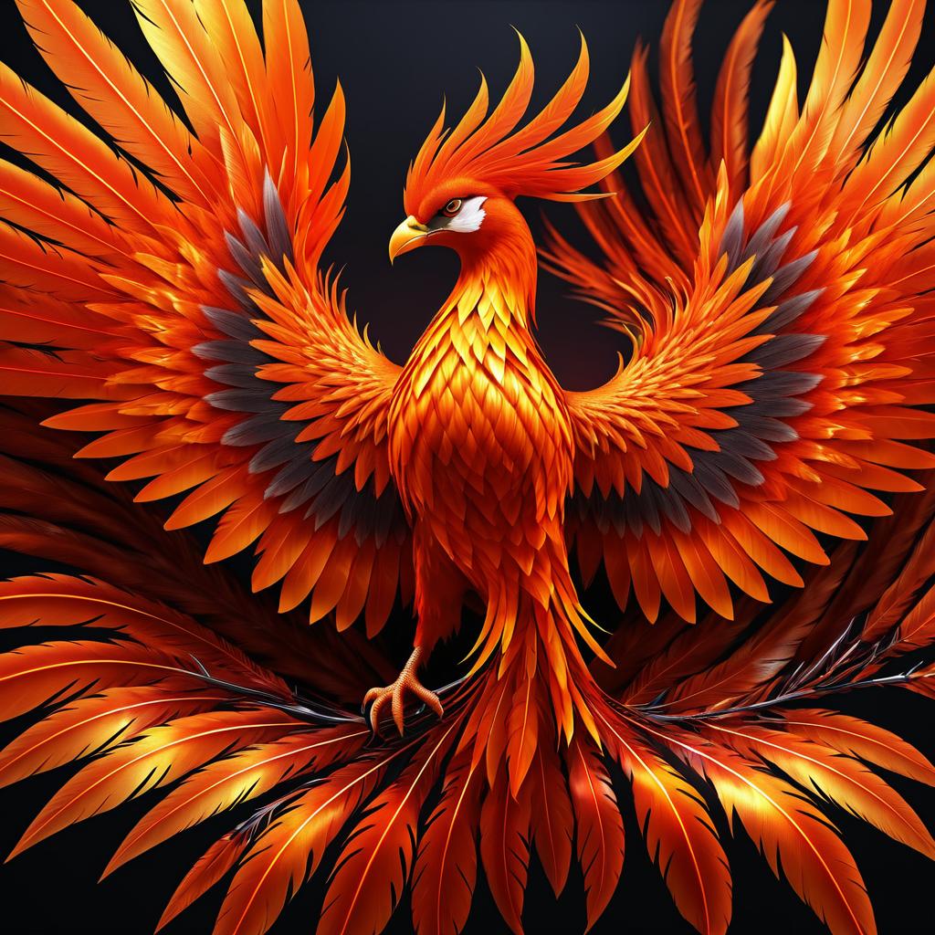 Vibrant Phoenix Design: Close-Up Feathers