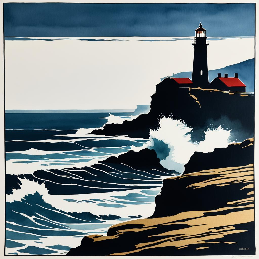 Solitary Lighthouse Amidst Rocky Cliffs