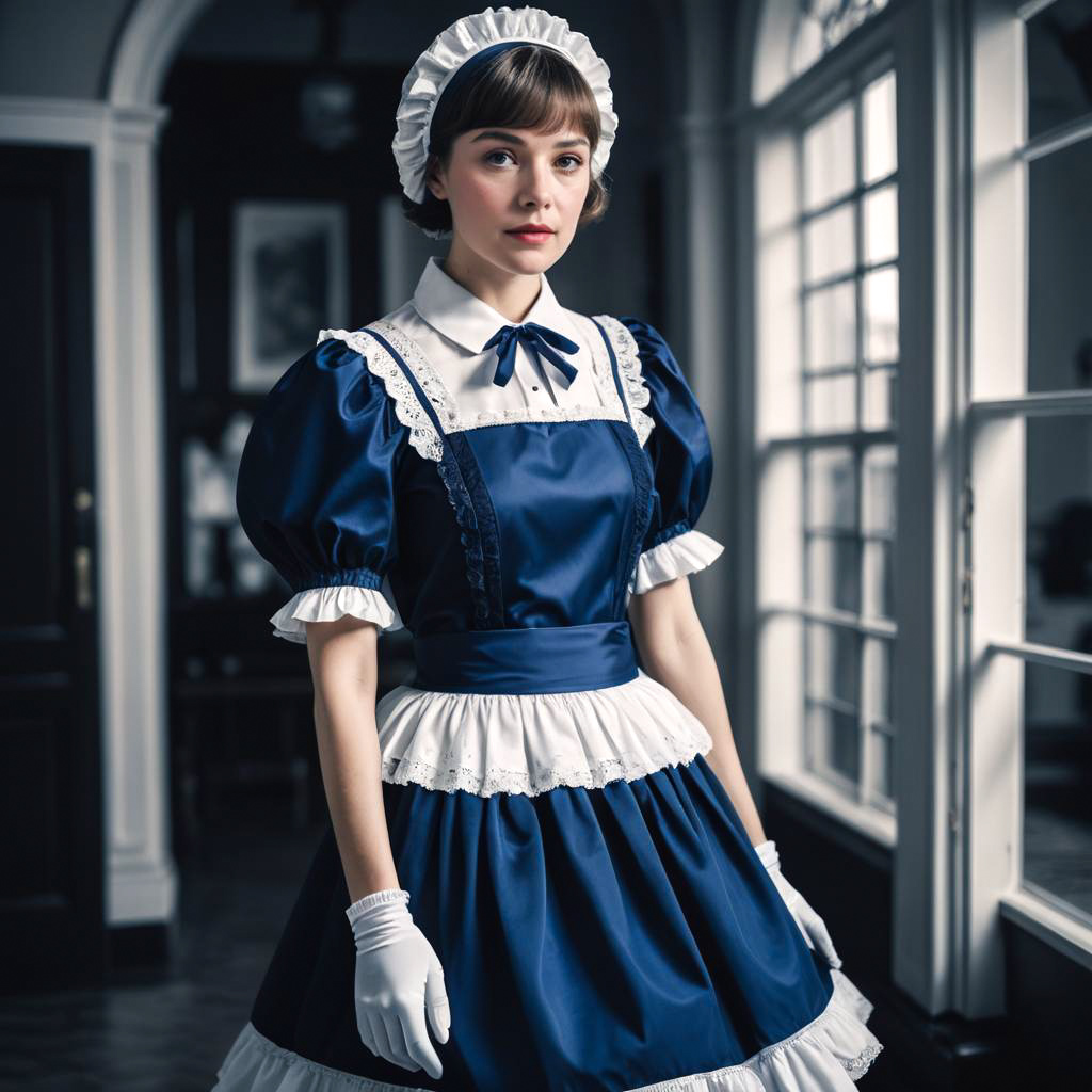 Elegant Athletic Maid in Black and White