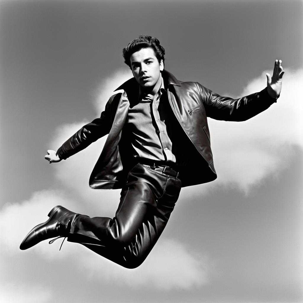 Man in Leather Jacket Soaring High