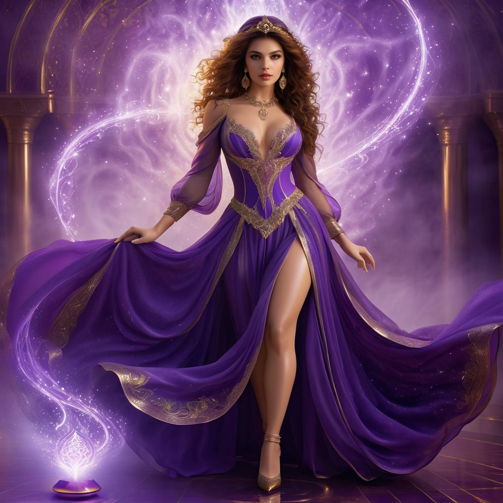 Enchanting Persian Sorceress in Mist