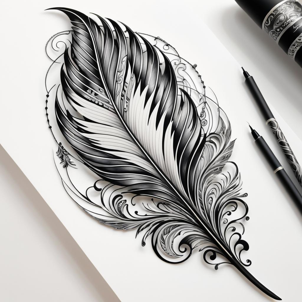 Intricate Phoenix Feather Tattoo Design