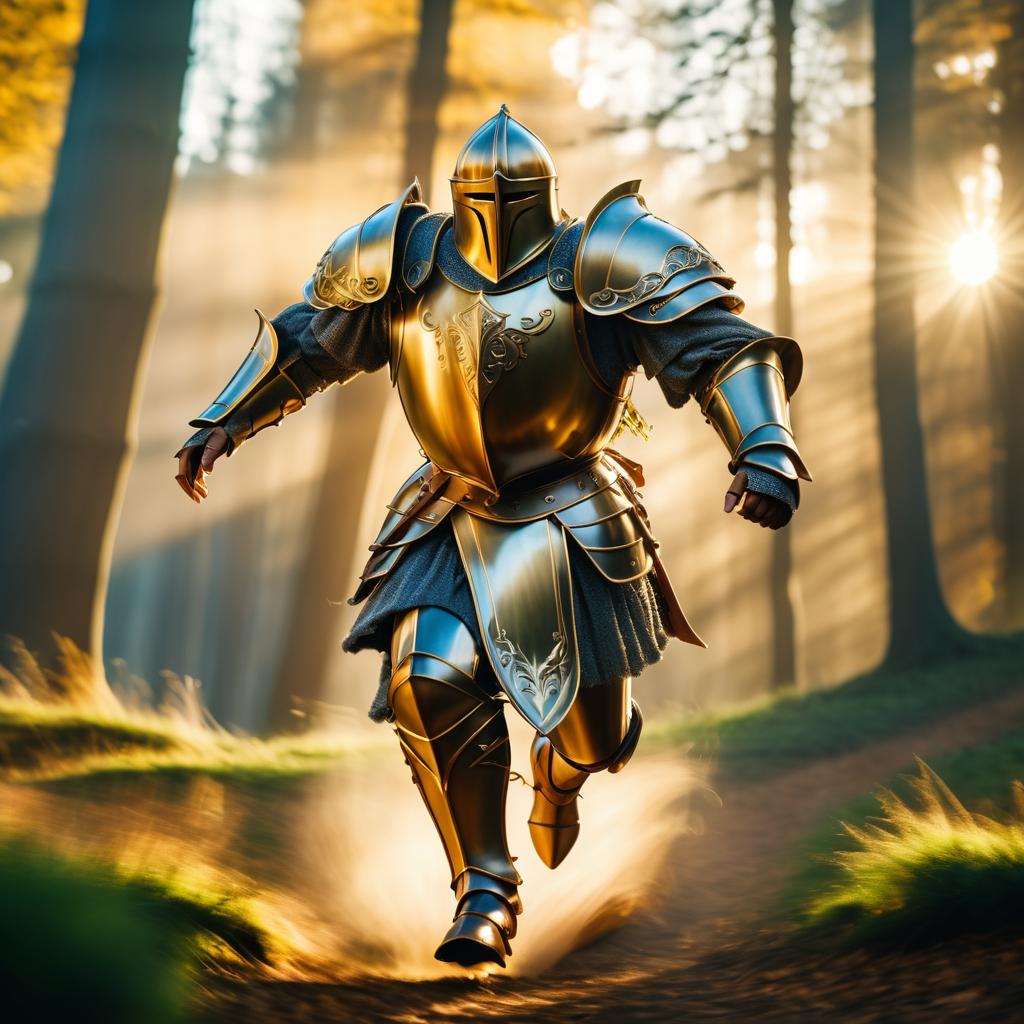 Dynamic Knight in Enchanted Fantasy Landscape