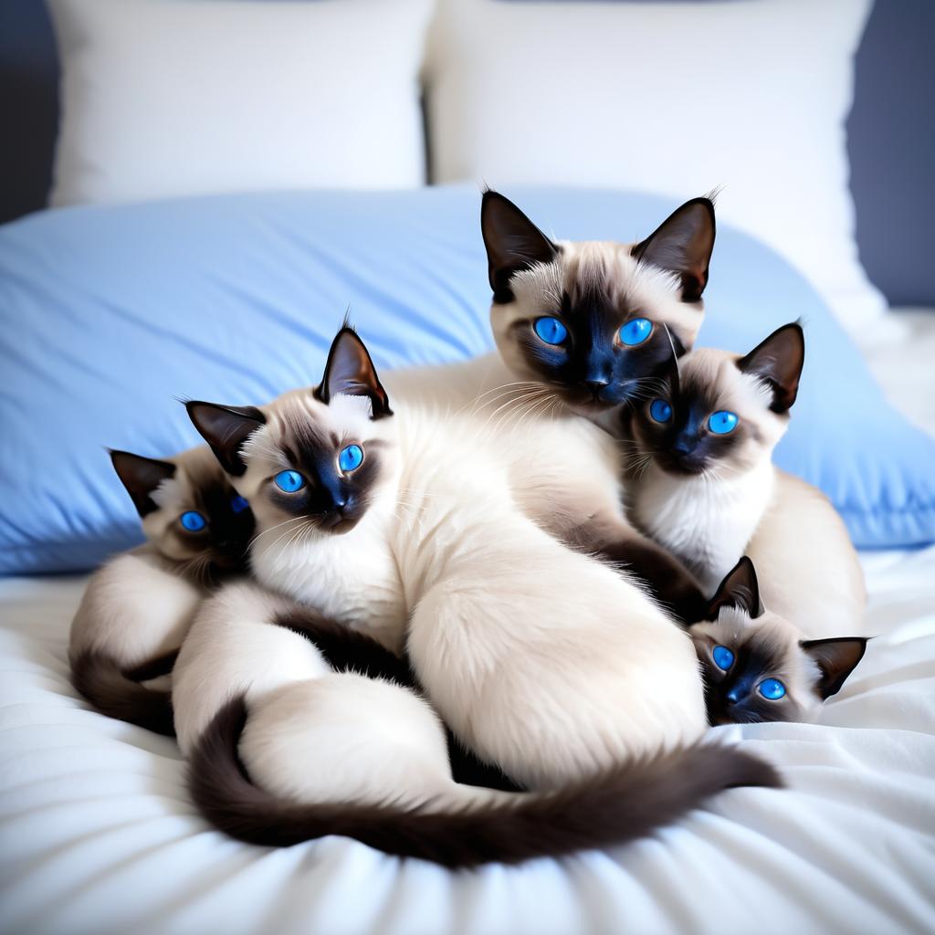 Adorable Siamese Cat Family Portrait