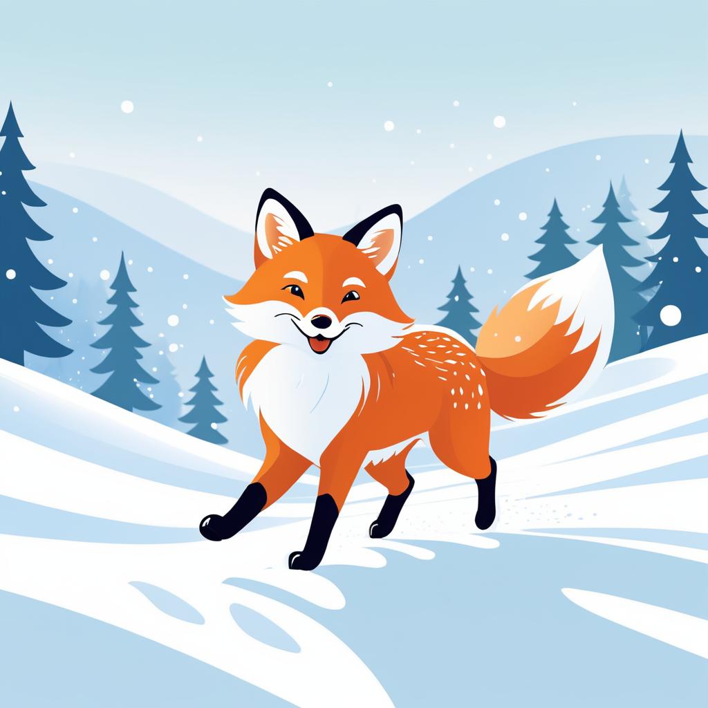 Cheerful Fox in a Whimsical Winter