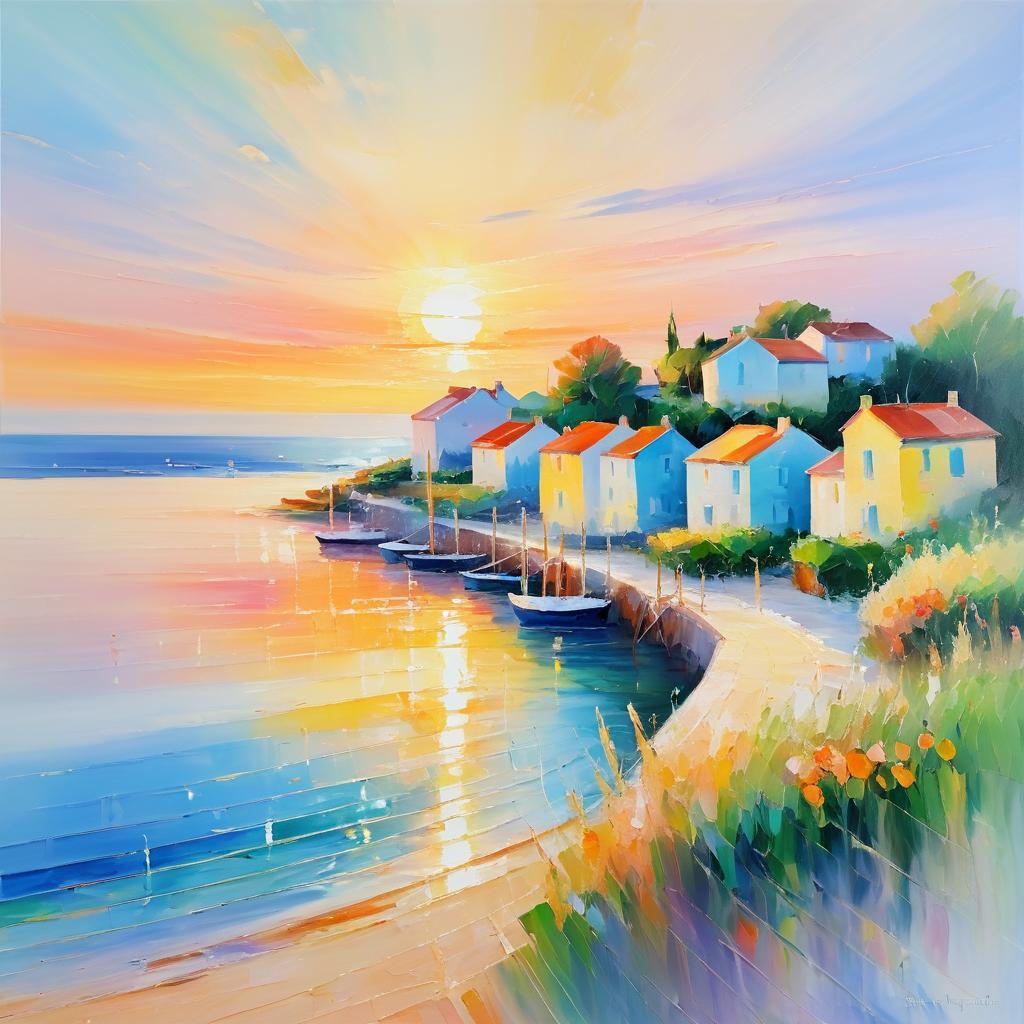 Impressionist Coastal Sunrise Painting