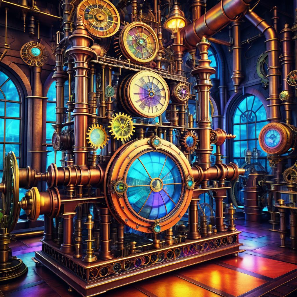 Vibrant Steampunk Laboratory Contraption