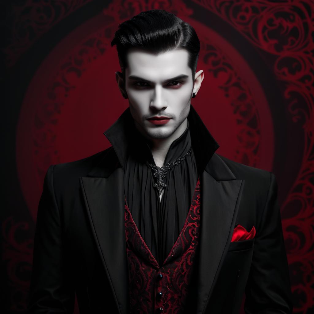 Elegant Vampire Man in Gothic Attire