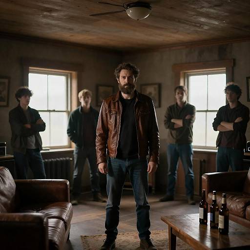Bearded Man in Rustic Cabin