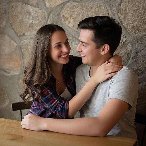 Cozy Cafe Couple Embrace