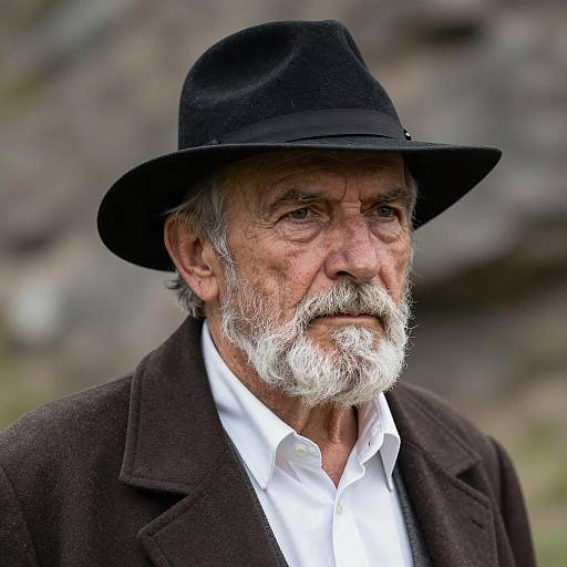Portrait of Elderly Man in Black Hat