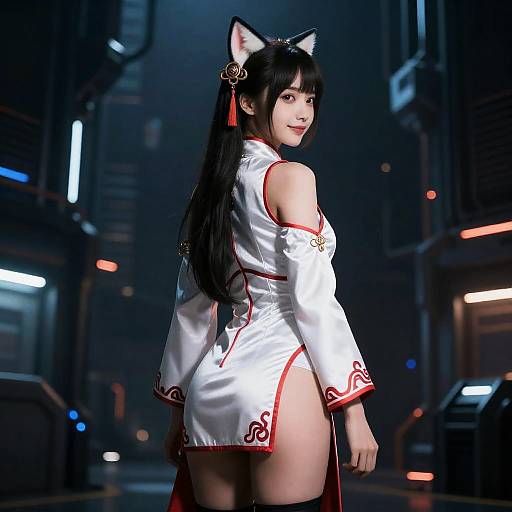 Cyberpunk Chinese Girl in Futuristic City