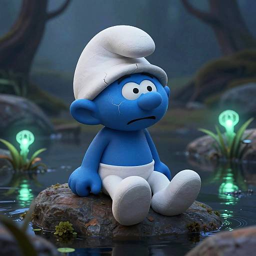 Surreal Ugly Smurf in Mystical Swamp