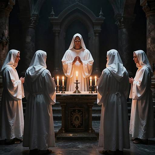 White Robe Cult Ceremony in Temple