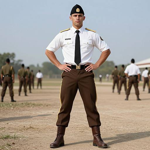 Confident Military Officer at Training Ground