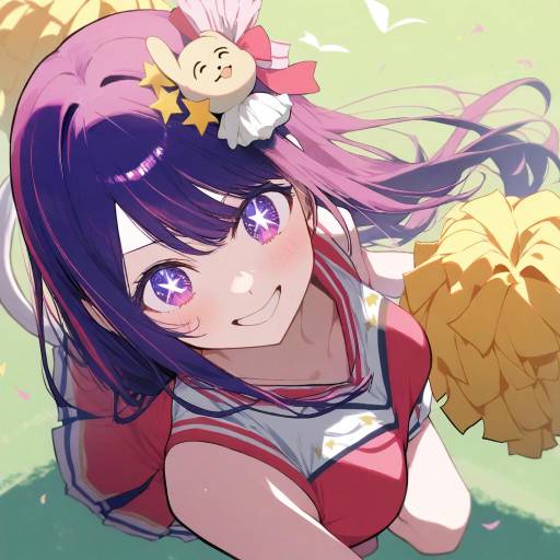Dynamic Cheerleader Illustration with Hoshino Ai
