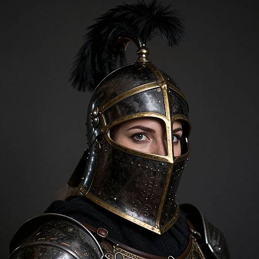 Regal Woman Knight with Ornate Helmet