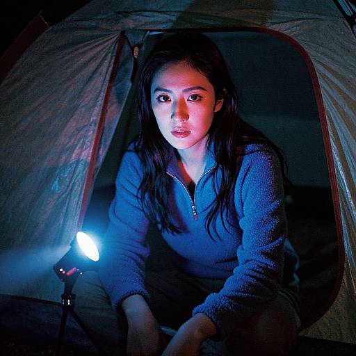 Moody Portrait in Camping Tent Glow