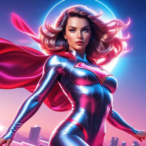 Synthwave Female Superhero Portrait