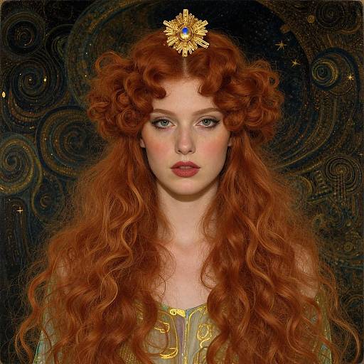 Red Haired Woman with Golden Headpiece