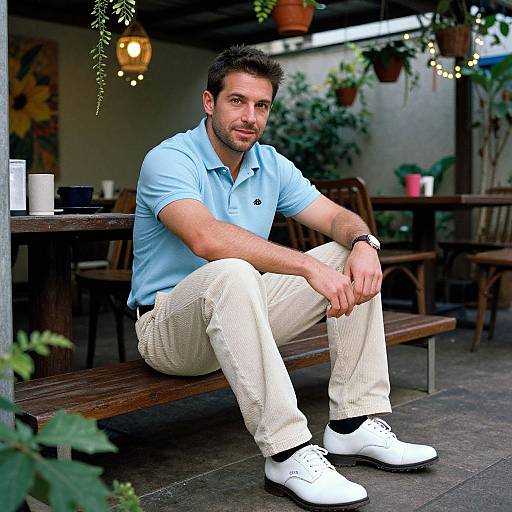 Man in Stylish Golf Attire Courtyard