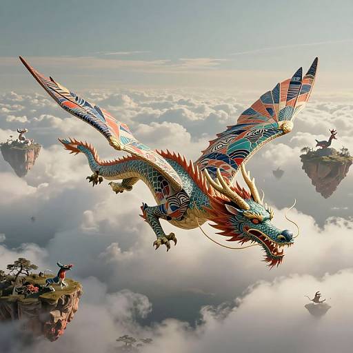 Surreal Majestic Dragon with Geometric Scales