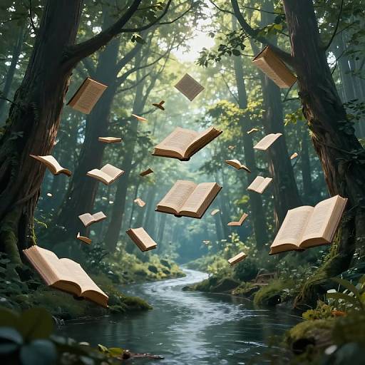 Ethereal Books in Mystical Forest
