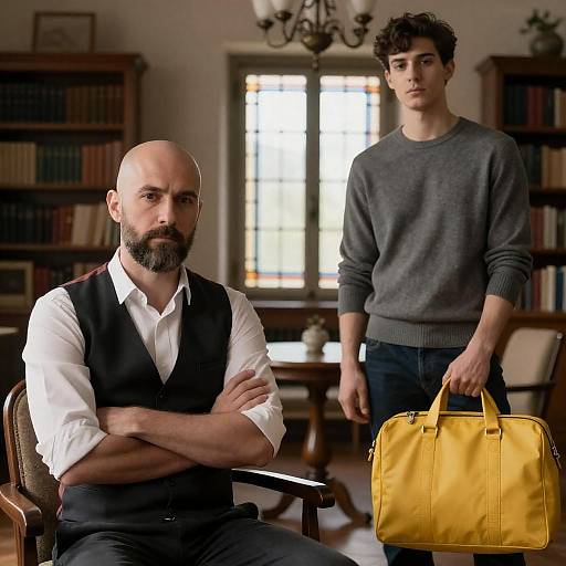 Contrasting Portrait of Two Men Indoors