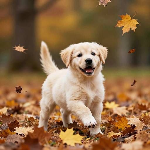 Joyful Shepweiler Puppy in Autumn Park