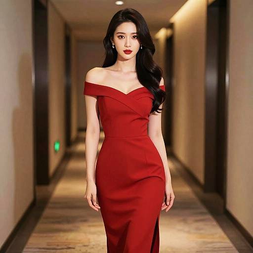 Elegant Woman in Red Dress