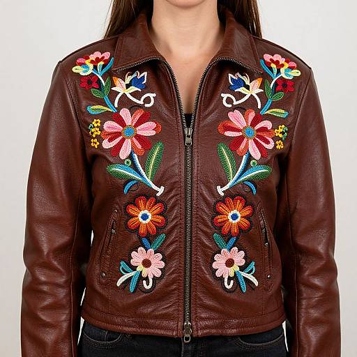 Hungarian Embroidered Leather Ködmon Jacket