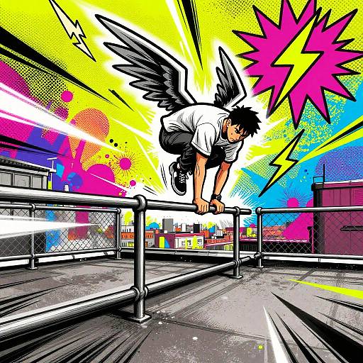 Dynamic Parkour Runner Street Art